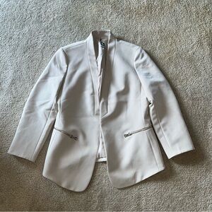 Anne Klein Ivory / Cream Blazer with Gold Zipper Pockets - Size 6
